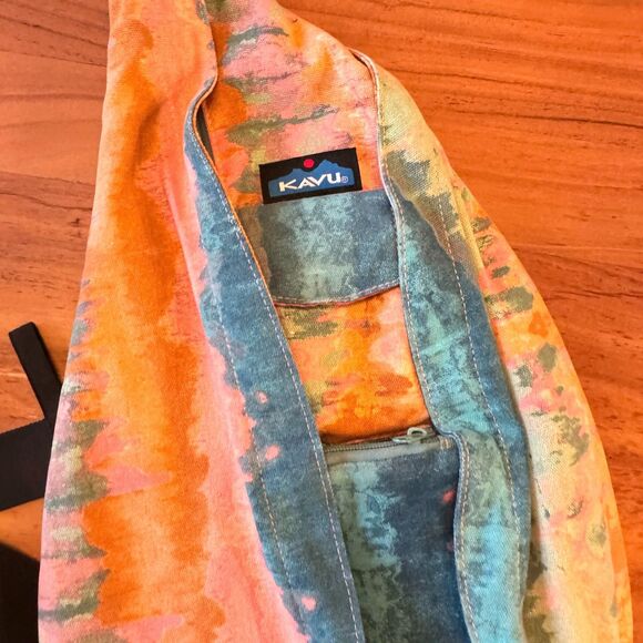 Kavu Cotton Canvas The Rope Bag Beach Tie Dye Multicolor Sling Purse Adjustable - Picture 3 of 10